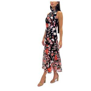 Sam Edelman 8 Floral-Embroidered Halter maxi Dress Lined Tie Neck Back NWT